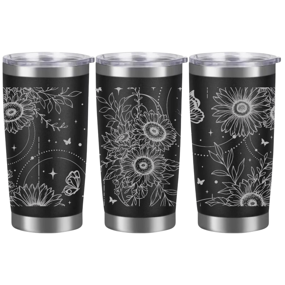 Tasses à café acier inoxydable 20oz (design 360) Fleurs bohèmes