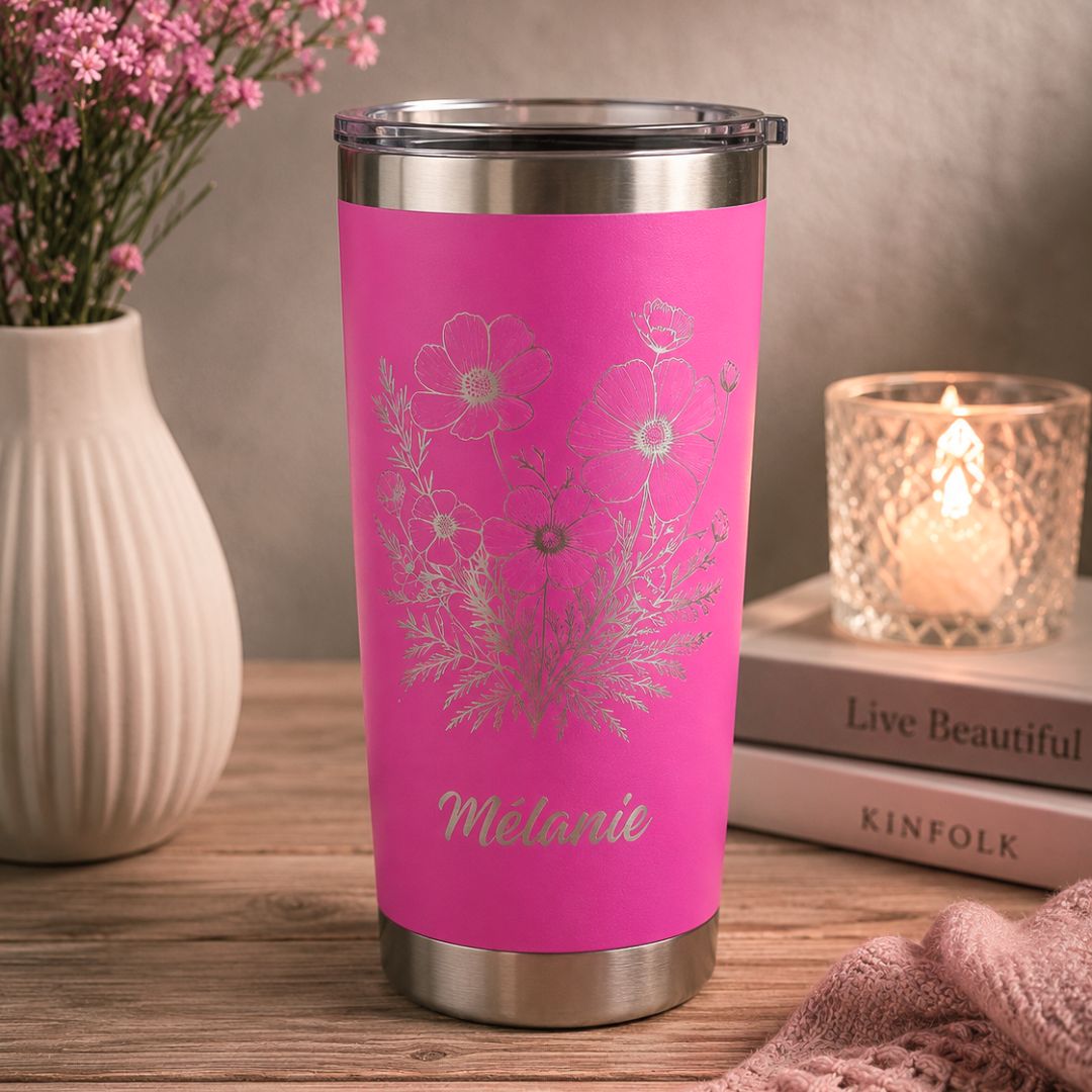 Tasse 20oz rose personnalisée