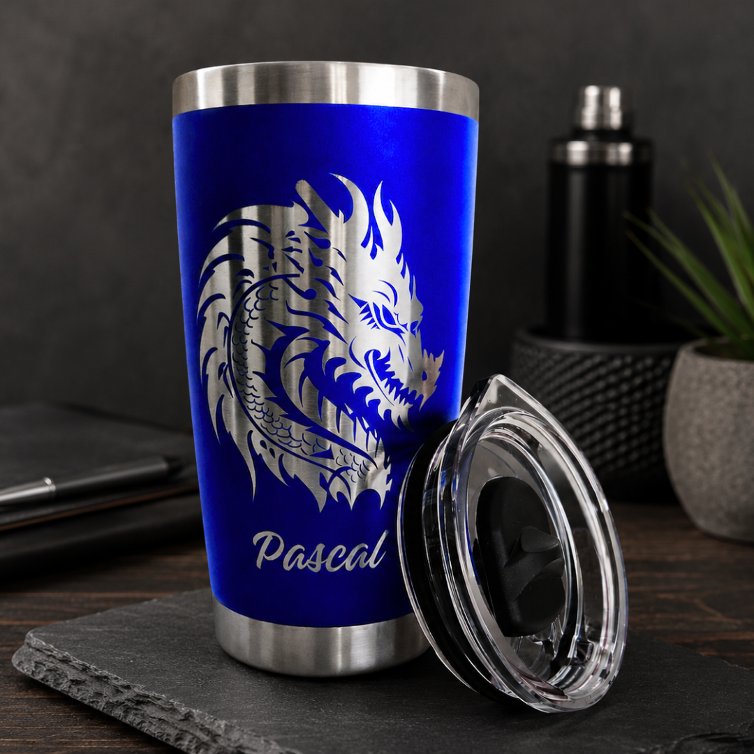 Tasse 20oz bleue personnalisée