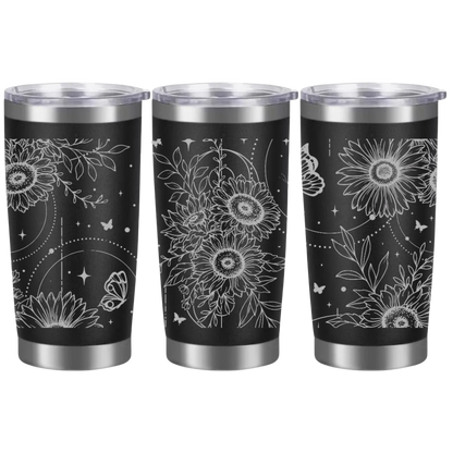 Tasses à café acier inoxydable 20oz (design 360) Fleurs bohèmes