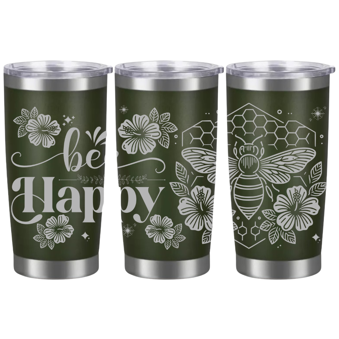 Tasses à café acier inoxydable 20oz (design 360) Abeille