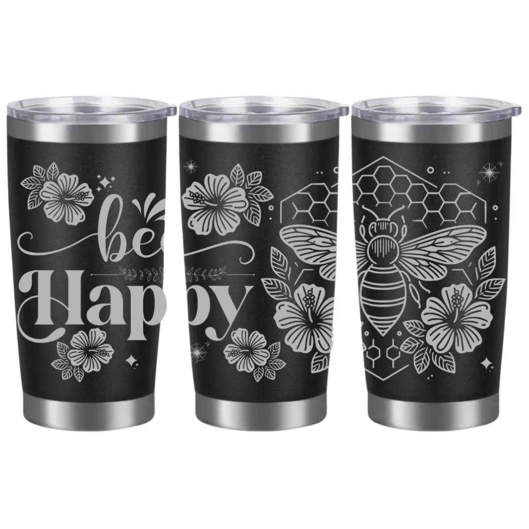 Tasses à café acier inoxydable 20oz (design 360) Abeille