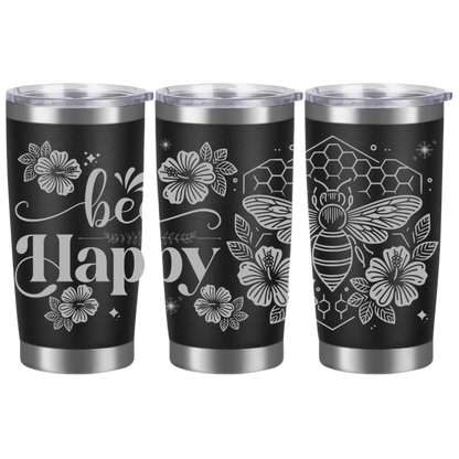 Tasses à café acier inoxydable 20oz (design 360) Abeille