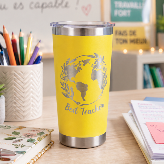 Tasse 20oz jaune personnalisée