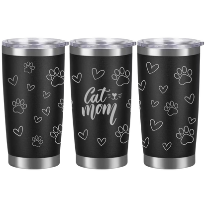 Tasses à café acier inoxydable 20oz (design 360) Cat mom