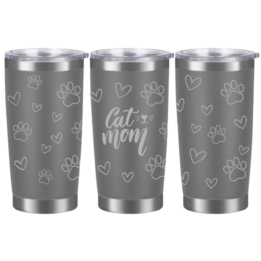 Tasses à café acier inoxydable 20oz (design 360) Cat mom