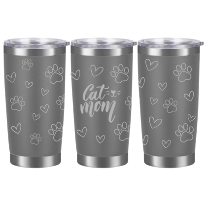 Tasses à café acier inoxydable 20oz (design 360) Cat mom