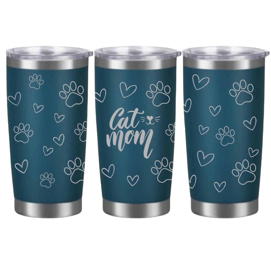 Tasses à café acier inoxydable 20oz (design 360) Cat mom