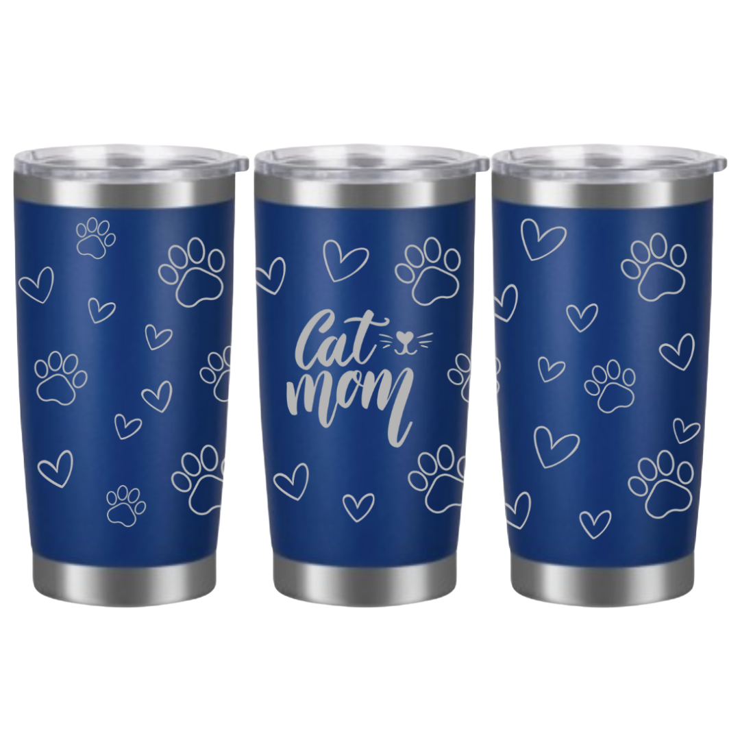 Tasses à café acier inoxydable 20oz (design 360) Cat mom