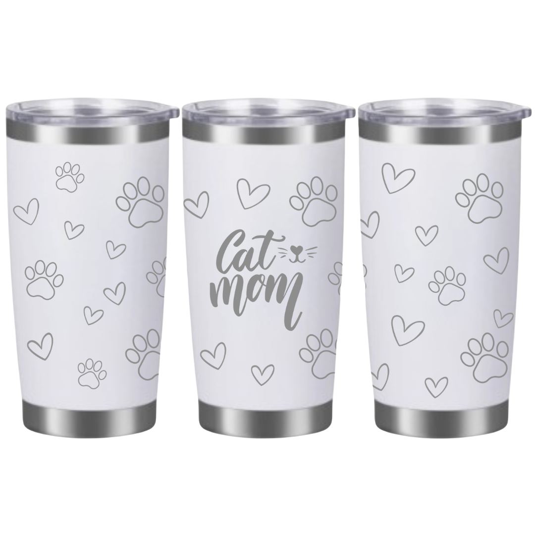 Tasses à café acier inoxydable 20oz (design 360) Cat mom