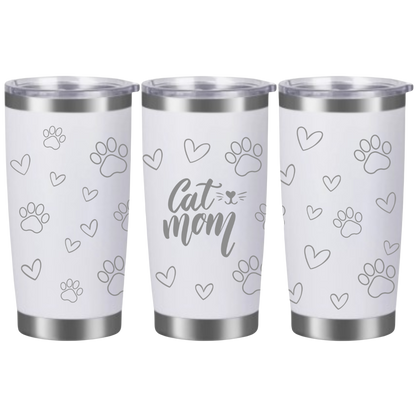 Tasses à café acier inoxydable 20oz (design 360) Cat mom