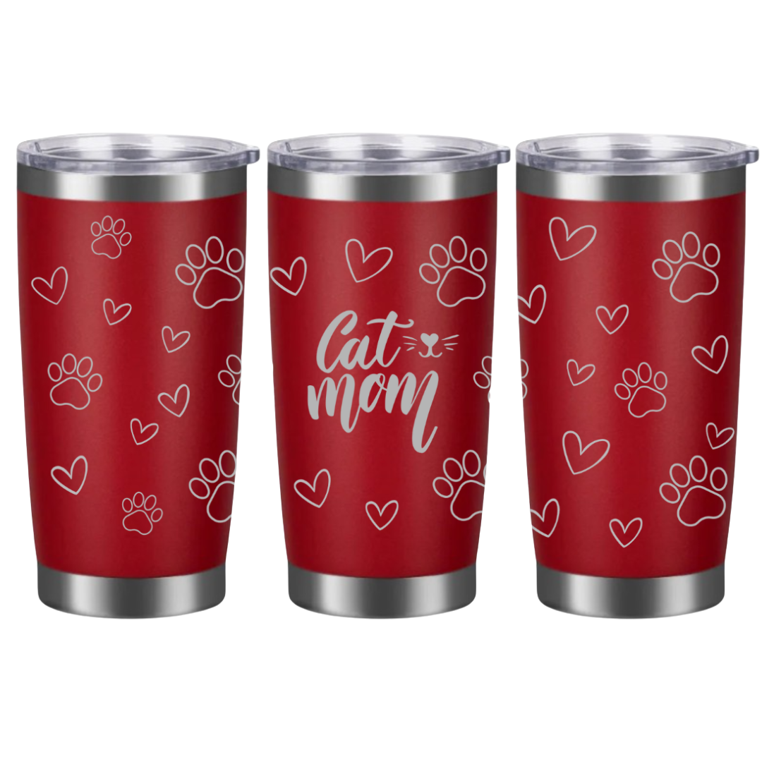 Tasses à café acier inoxydable 20oz (design 360) Cat mom