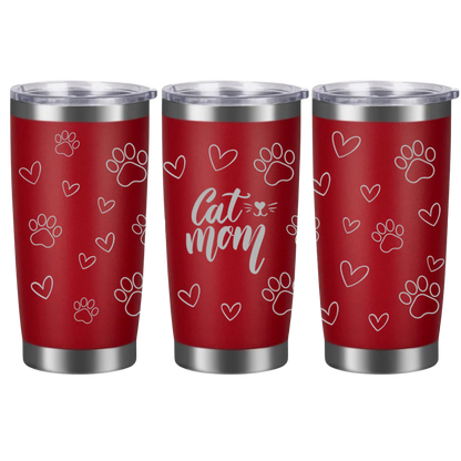 Tasses à café acier inoxydable 20oz (design 360) Cat mom