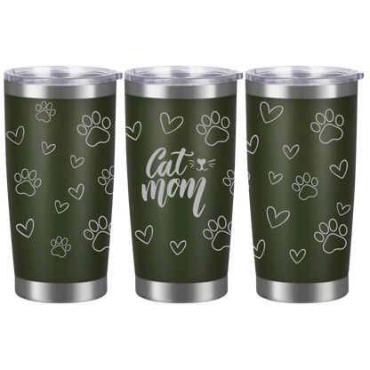 Tasses à café acier inoxydable 20oz (design 360) Cat mom