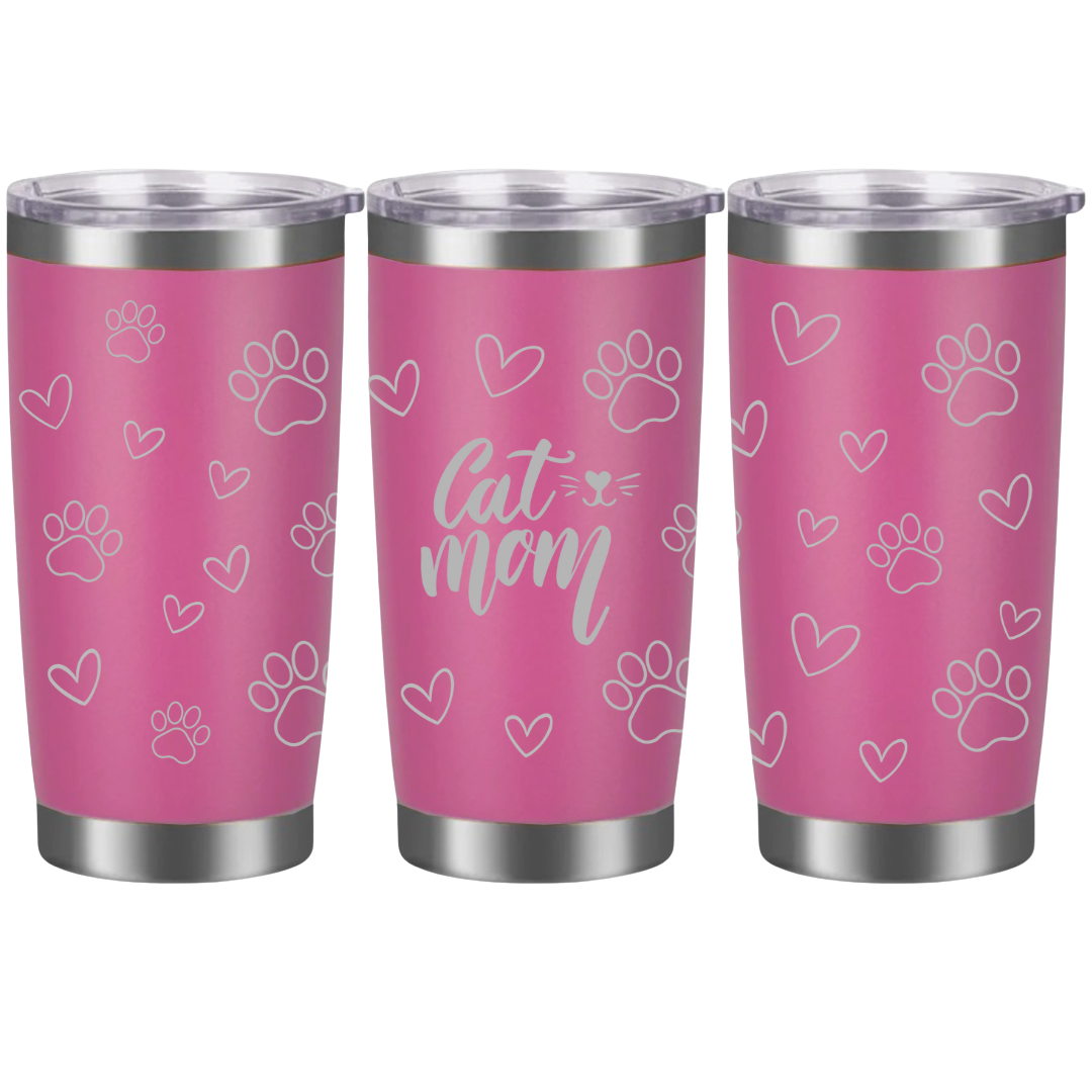 Tasses à café acier inoxydable 20oz (design 360) Cat mom
