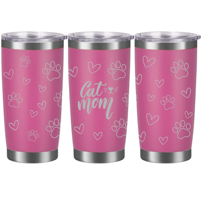 Tasses à café acier inoxydable 20oz (design 360) Cat mom