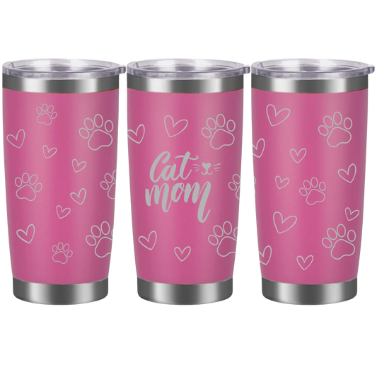 Tasses à café acier inoxydable 20oz (design 360) Cat mom