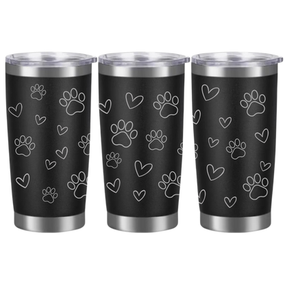 Tasses à café acier inoxydable 20oz (design 360) Coeur et pattes