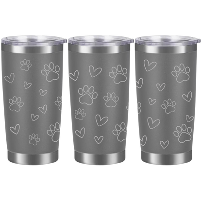 Tasses à café acier inoxydable 20oz (design 360) Coeur et pattes