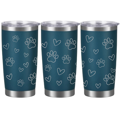 Tasses à café acier inoxydable 20oz (design 360) Coeur et pattes