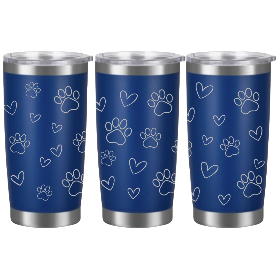 Tasses à café acier inoxydable 20oz (design 360) Coeur et pattes