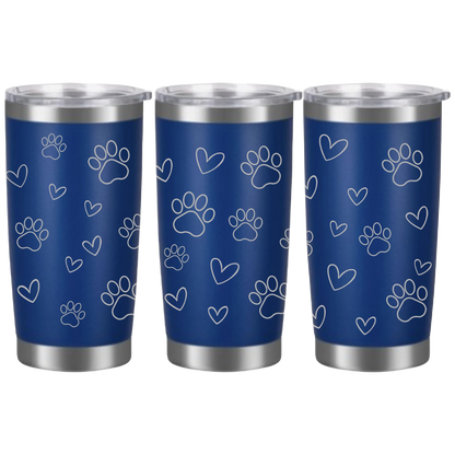 Tasses à café acier inoxydable 20oz (design 360) Coeur et pattes