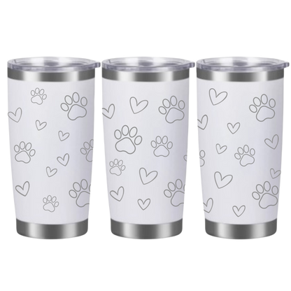 Tasses à café acier inoxydable 20oz (design 360) Coeur et pattes