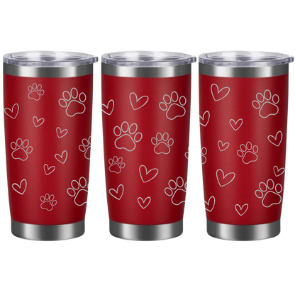 Tasses à café acier inoxydable 20oz (design 360) Coeur et pattes