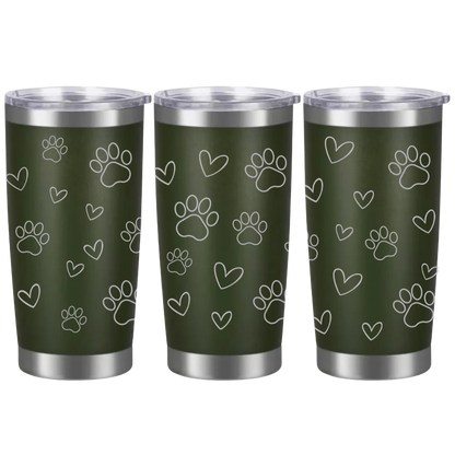 Tasses à café acier inoxydable 20oz (design 360) Coeur et pattes