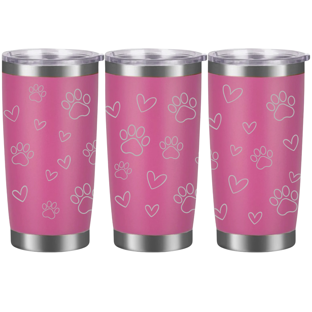 Tasses à café acier inoxydable 20oz (design 360) Coeur et pattes