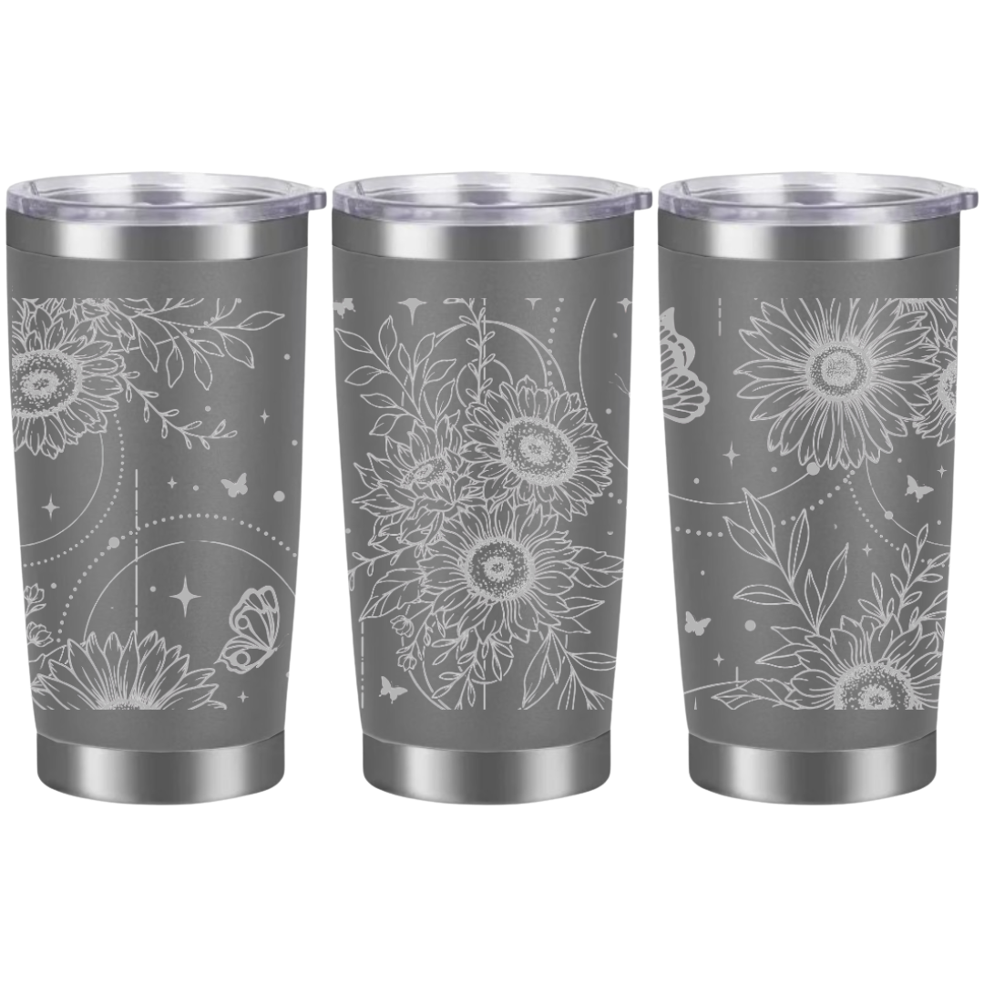 Tasses à café acier inoxydable 20oz (design 360) Fleurs bohèmes