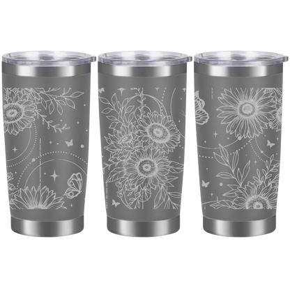 Tasses à café acier inoxydable 20oz (design 360) Fleurs bohèmes
