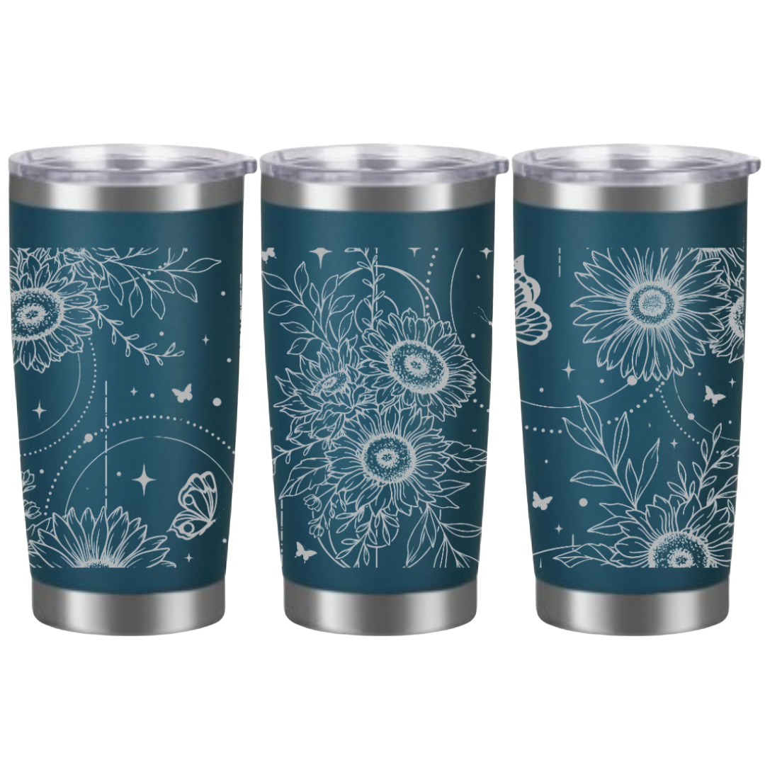 Tasses à café acier inoxydable 20oz (design 360) Fleurs bohèmes