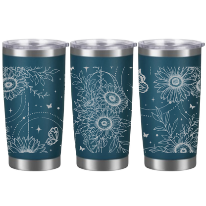 Tasses à café acier inoxydable 20oz (design 360) Fleurs bohèmes