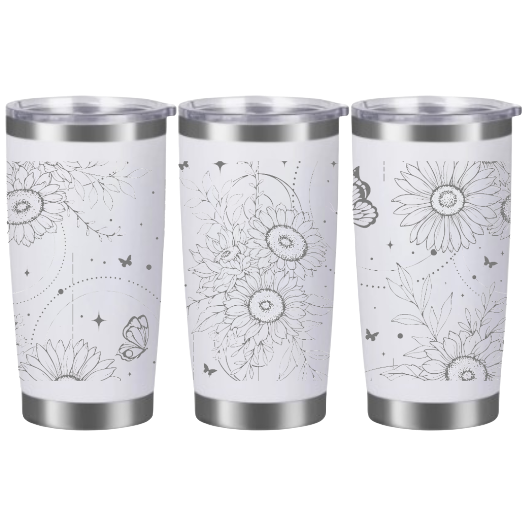 Tasses à café acier inoxydable 20oz (design 360) Fleurs bohèmes