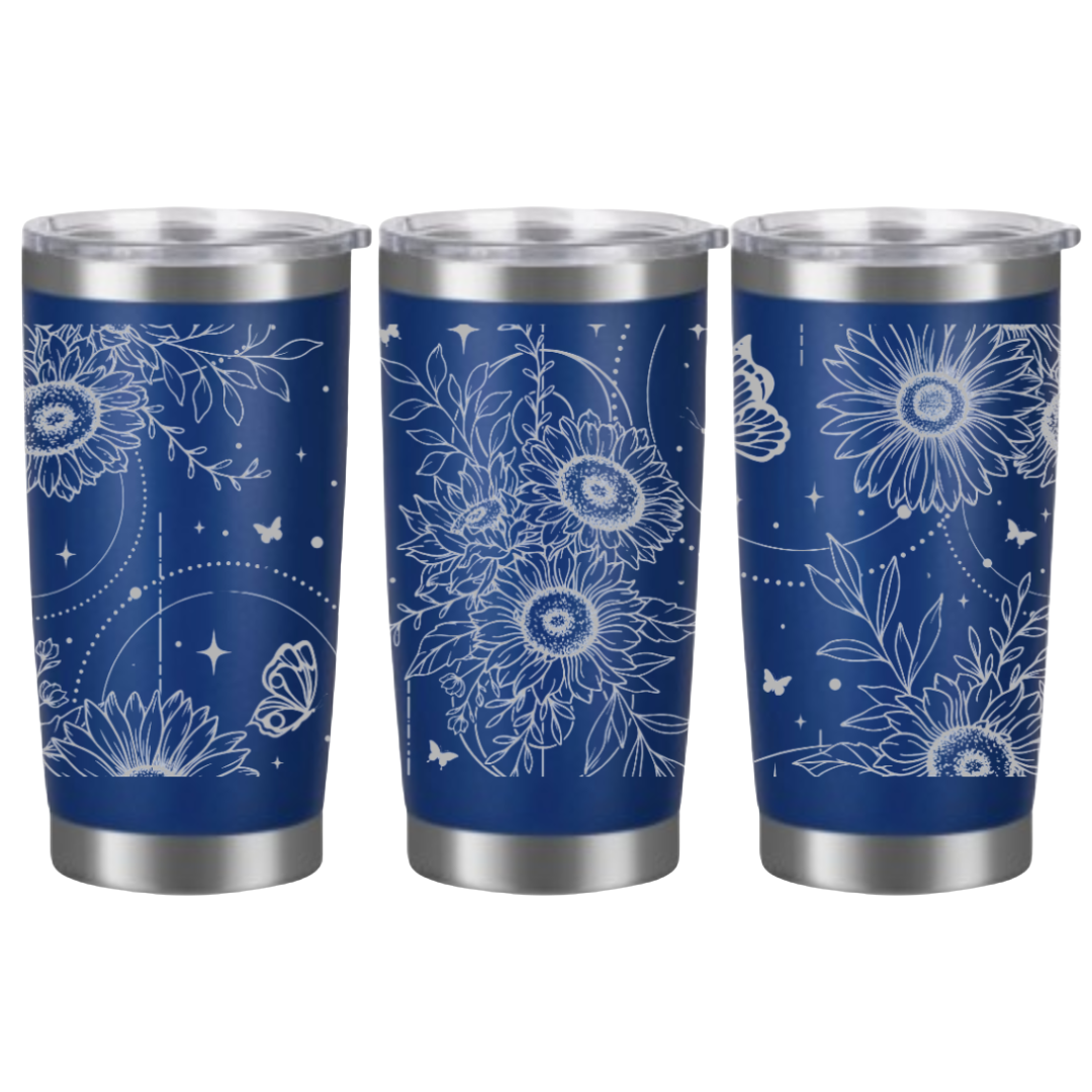 Tasses à café acier inoxydable 20oz (design 360) Fleurs bohèmes