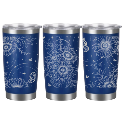Tasses à café acier inoxydable 20oz (design 360) Fleurs bohèmes