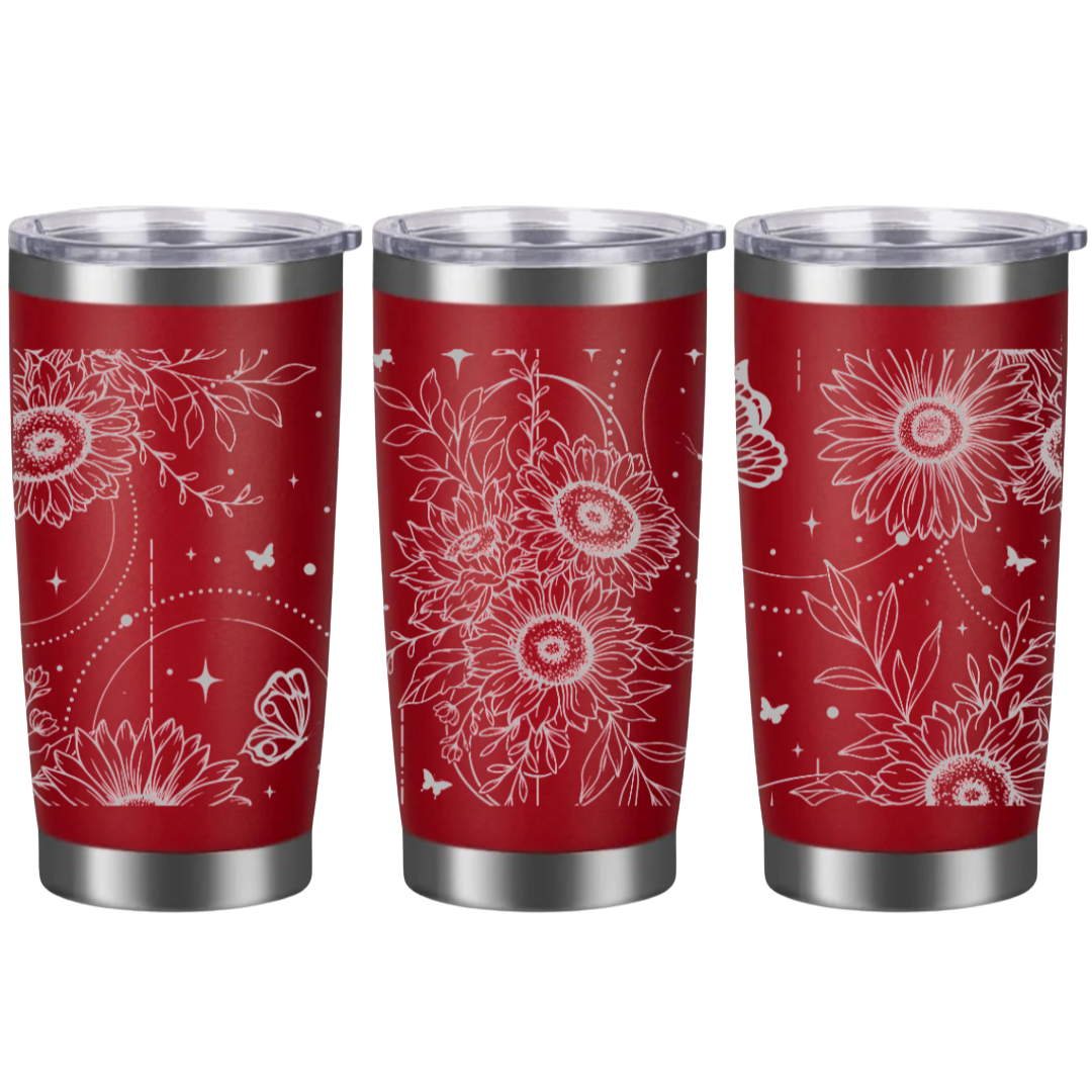 Tasses à café acier inoxydable 20oz (design 360) Fleurs bohèmes