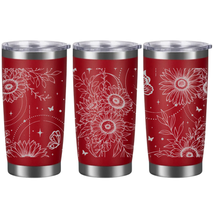 Tasses à café acier inoxydable 20oz (design 360) Fleurs bohèmes