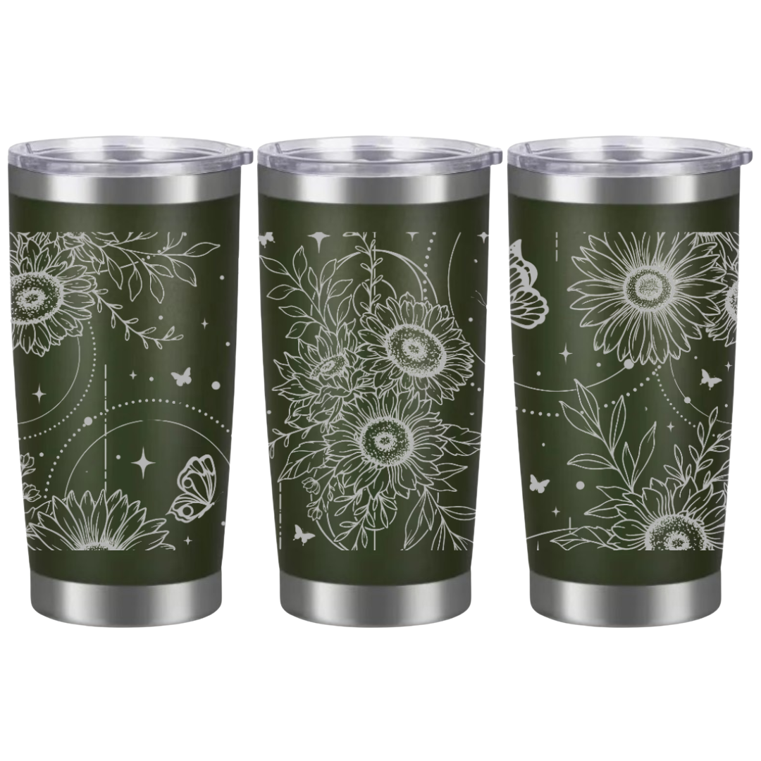 Tasses à café acier inoxydable 20oz (design 360) Fleurs bohèmes