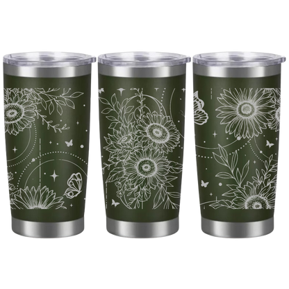 Tasses à café acier inoxydable 20oz (design 360) Fleurs bohèmes