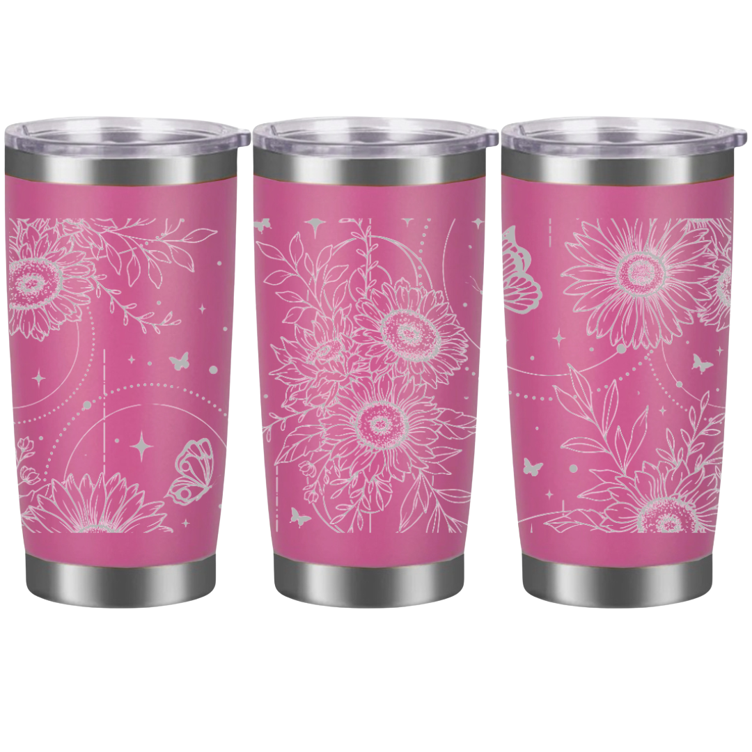 Tasses à café acier inoxydable 20oz (design 360) Fleurs bohèmes