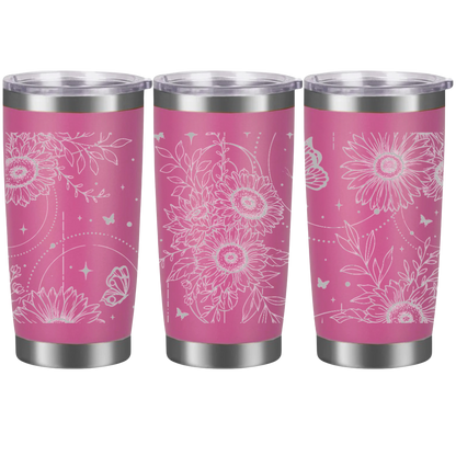 Tasses à café acier inoxydable 20oz (design 360) Fleurs bohèmes
