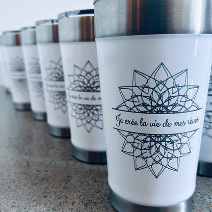 Tasses 16oz blanche personnalisée