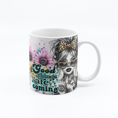 Tasse à café pensée positive 11 oz