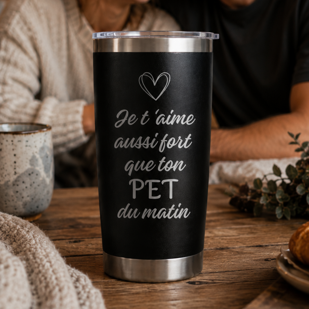 Tasse 20oz noire personnalisée